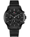 Tommy Hilfiger Men's Multifunction Ionic Plated Black Stainless Steel Bracelet Watch, 43mm In Black