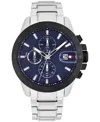 Tommy Hilfiger Men's Multifunction Silver-tone Stainless Steel Bracelet Watch, 43mm In Silver