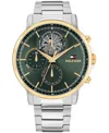 Tommy Hilfiger Men's Multifunction Silver Tone Stainless Steel Bracelet Watch, 44mm In Metallic