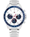 Tommy Hilfiger Men's Multifunction Silver Tone Stainless Steel Bracelet Watch, 44mm In Metallic