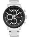 Tommy Hilfiger Men's Multifunction Silver-tone Stainless Steel Bracelet Watch, 46mm In Silver