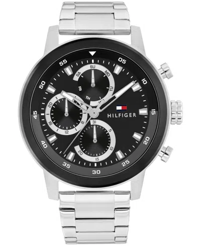 Tommy Hilfiger Men's Multifunction Silver-tone Stainless Steel Bracelet Watch, 46mm
