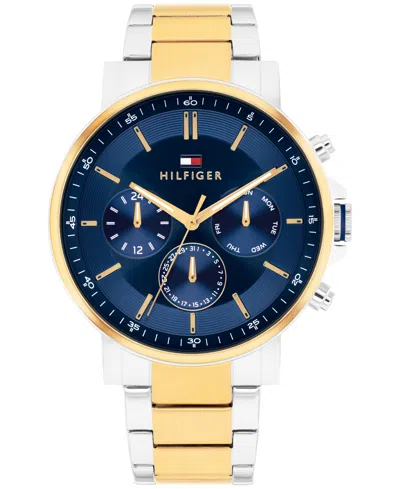 Tommy Hilfiger Men's Multifunction Two-tone Stainless-steel Bracelet Watch, 43mm In Blue