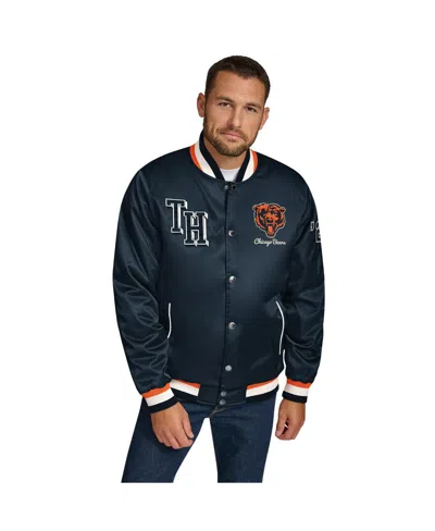 Tommy Hilfiger Men's Navy Chicago Bears Dante Full-snap Satin Jacket In Blue