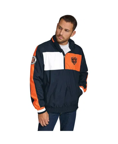 Tommy Hilfiger Men's Navy/orange Chicago Bears Gael Lightweight Half-zip Pullover Hoodie Jacket In Blue
