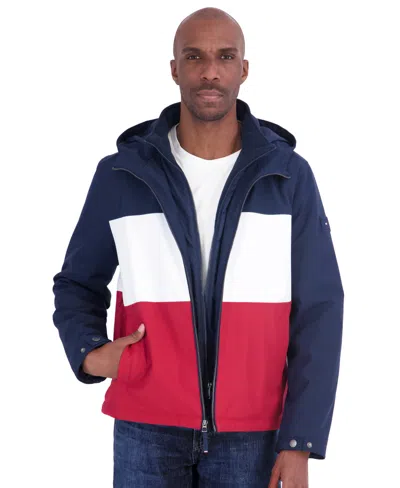 Tommy Hilfiger Men's Open Bottom Soft Shell Bib Jacket In Blue