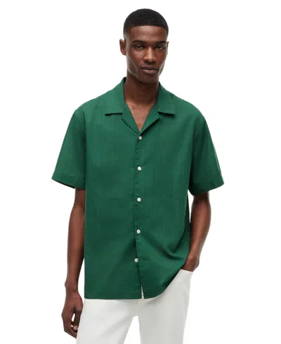 Tommy Hilfiger Classic Fit Windowpane Dobby Camp Shirt In Green
