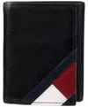 Tommy Hilfiger Men's Orson Ii Angled Flag Trifold Wallet In Black In Brown