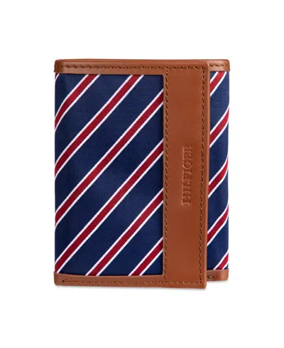 Tommy Hilfiger Men's Overlay Trifold Wallet In Blue