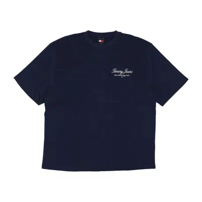 Tommy Hilfiger Men's Oversized Tj Serif Luxe Tee Dark Night Navy T-shirt In Blue