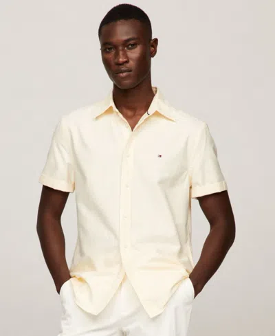 Tommy Hilfiger Men's Oxford Stripe Shirt In Citronella,optic White