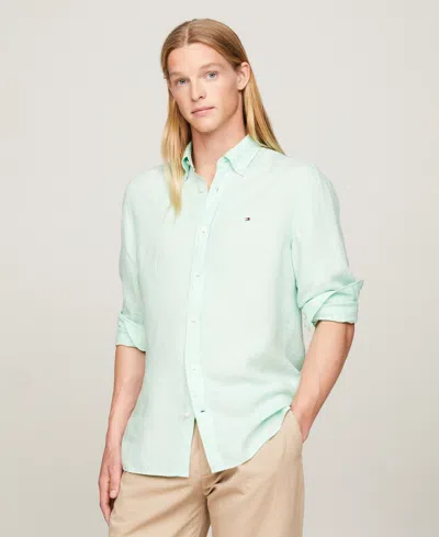 Tommy Hilfiger Men's Pigment-dyed Button-down Long Sleeve Shirt In Mint Gel