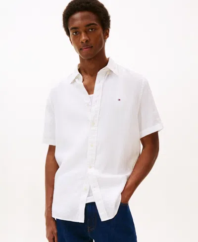 Tommy Hilfiger Kids' Men's Pigment-dyed Linen Shirt In White