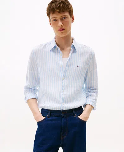 Tommy Hilfiger Men's Pigment-dyed Stripe Linen Button Up Shirt In Multi