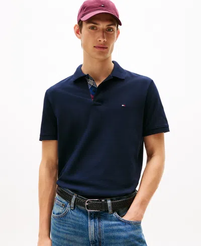 Tommy Hilfiger Men's Pique Placket Interest Regular Fit Polo Shirt In Blue