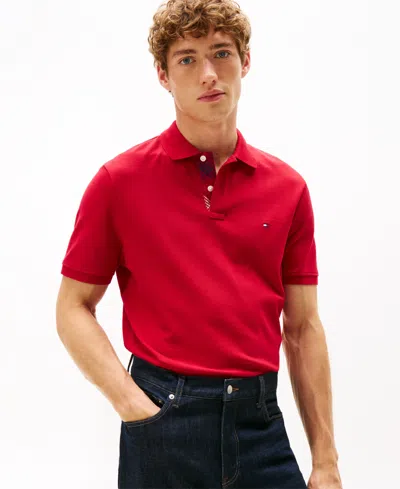 Tommy Hilfiger Men's Pique Placket Interest Regular Fit Polo Shirt In Red
