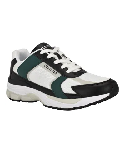 Tommy Hilfiger Men's Pisano Fashion Lace Up Sneakers In Black,green Multi