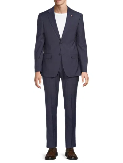 Tommy Hilfiger Men's Plaid Wool-blend Two-button Classic-fit Suit In Blue