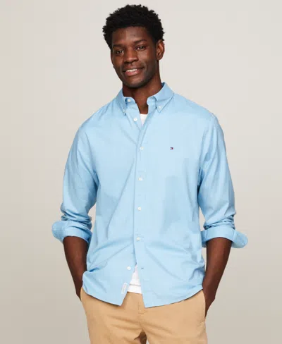 Tommy Hilfiger Men's Poplin Long Sleeve Button-down Shirt In Sweet Blue