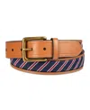 Tommy Hilfiger Men's Prep Striped Ribbon Inlay Casual Belt