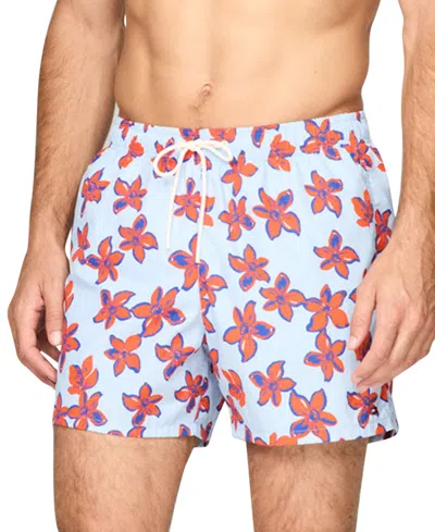 TOMMY HILFIGER MEN'S PRINT DRAWSTRING 5" SWIM TRUNKS
