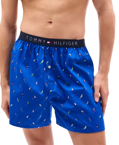 Tommy Hilfiger Men's Printed Woven Boxers In Royalty Kite Surfer Print