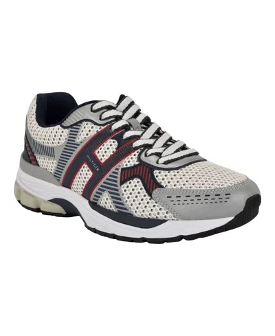 Tommy Hilfiger Men's Pug Lace Up Jogger Sneakers In Silver Multi