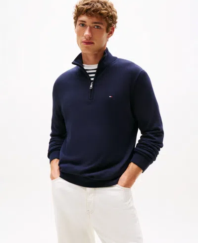 Tommy Hilfiger Men's Quarter-zip Pullover Knit Sweater In Blue