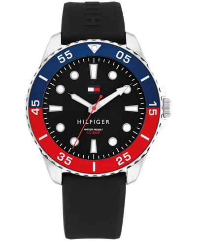 Tommy Hilfiger Men's Quartz Black Silicone Strap Watch, 42mm