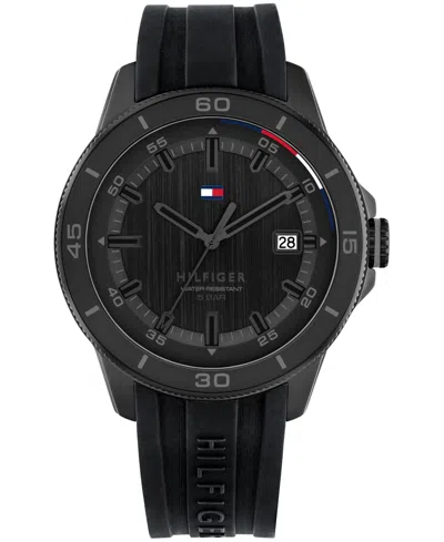 Tommy Hilfiger Men's Quartz Black Silicone Strap Watch, 43mm