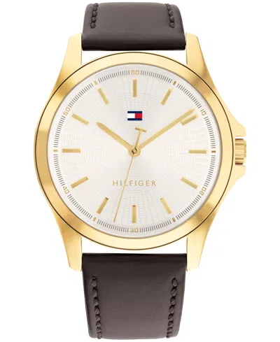 Tommy Hilfiger Men's Quartz Dark Brown Leather Strap Watch, 42mm