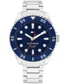 Tommy Hilfiger Men's Quartz Silver-tone Stainless Steel Bracelet Watch, 42mm In Silver