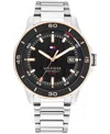 Tommy Hilfiger Men's Quartz Silver Tone Stainless Steel Bracelet Watch, 43mm In Metallic