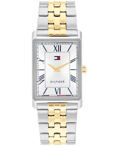 Tommy Hilfiger Men's Quartz Two Tone Stainless Steel Bracelet Watch, 25.5 Mm In Multi