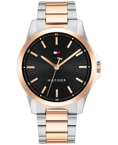Tommy Hilfiger Men's Quartz Two-tone Stainless-steel Bracelet Watch, 43mm In Black