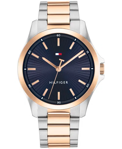 Tommy Hilfiger Men's Quartz Two-tone Stainless-steel Bracelet Watch, 43mm In Navy