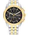TOMMY HILFIGER MEN'S QUARTZ TWO-TONE STAINLESS STEEL WATCH 44MM
