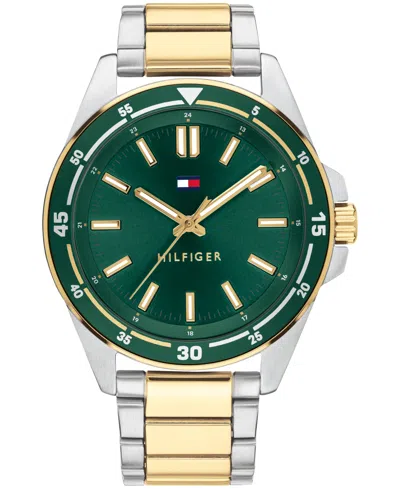 Tommy Hilfiger Men's Quartz Two-tone Stainless Steel Bracelet Watch 42mm In Green