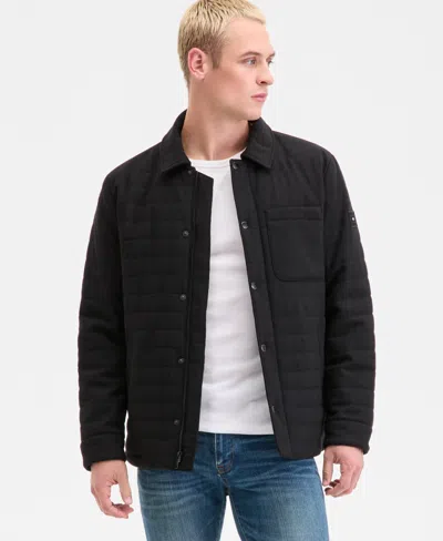 Tommy Hilfiger Men's Quilted Shirt Jacket In Black