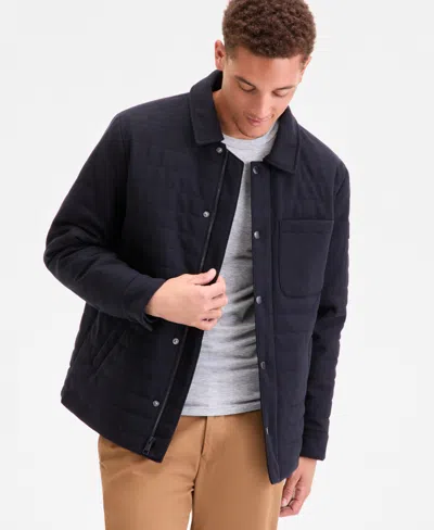 Tommy Hilfiger Men's Quilted Shirt Jacket In Blue