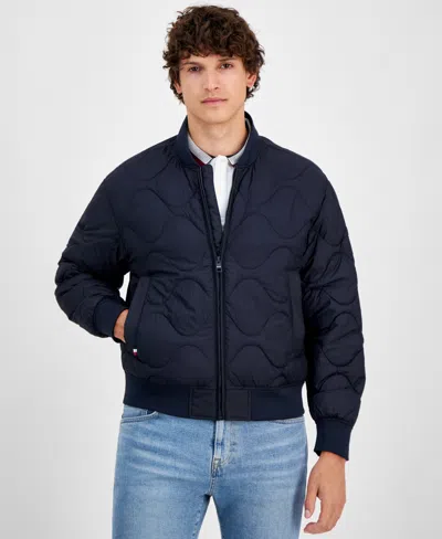 Tommy Hilfiger Men's Quilted Water-repellent Bomber Jacket In