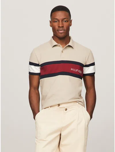 Tommy Hilfiger Regular Fit Colorblock Flag Polo In White