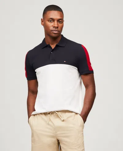 Tommy Hilfiger Men's Regular-fit Colorblocked Polo Shirt In White