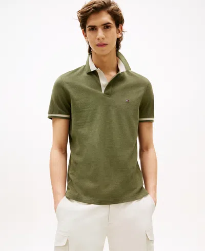 Tommy Hilfiger Men's Regular-fit Contrast-collar Polo Shirt In Green