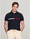 Tommy Hilfiger Regular Fit Embroidered Stripe Logo Polo In Blue