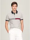 Tommy Hilfiger Regular Fit Embroidered Stripe Logo Polo In Grey