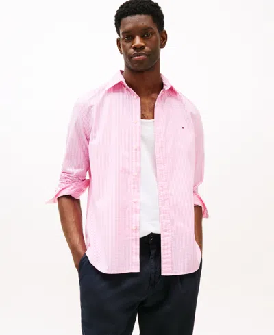 Tommy Hilfiger Men's Regular-fit Flex Gingham Check Button-down Poplin Shirt In Pink