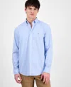 Tommy Hilfiger Men's Regular-fit Flex Gingham Check Button-down Poplin Shirt In Sweet Blue,optic White