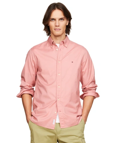 Tommy Hilfiger Men's Regular-fit Flex Poplin Shirt In Teaberry Blossom