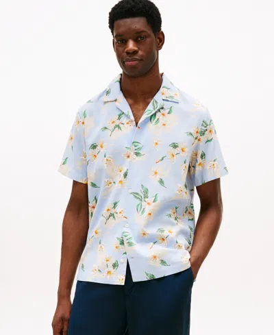 Tommy Hilfiger Men's Regular-fit Floral Camp Shirt In Blue